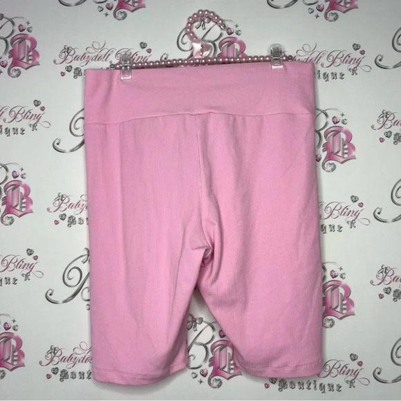 Adidas shorts BRAND NEW WITH TAGS bubble gum pink stretchy ribbed cute biker - Picture 3 of 4